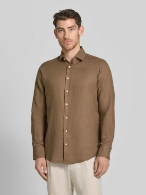 Koszula lniana o kroju regular fit z kołnierzykiem kent Christian Berg Men