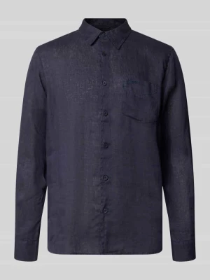 Koszula lniana o kroju regular fit z kołnierzykiem kent i kieszenią na piersi Guess