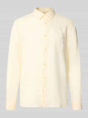 Koszula lniana o kroju regular fit z kołnierzykiem kent i kieszenią na piersi Guess