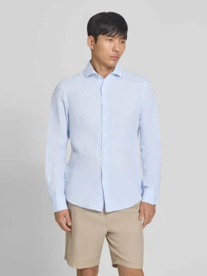 Koszula lniana o kroju regular fit z kołnierzykiem kent Profuomo