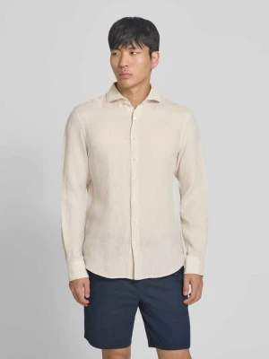 Koszula lniana o kroju regular fit z kołnierzykiem kent Profuomo