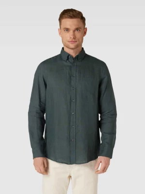 Koszula lniana o kroju regular fit z kołnierzykiem typu button down Christian Berg Men