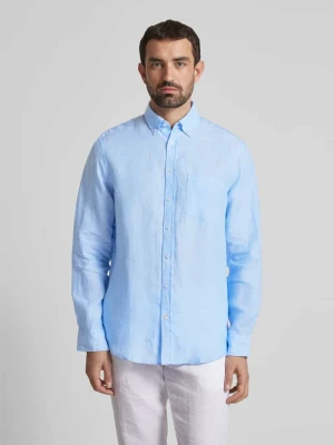 Koszula lniana o kroju regular fit z kołnierzykiem typu button down Christian Berg Men
