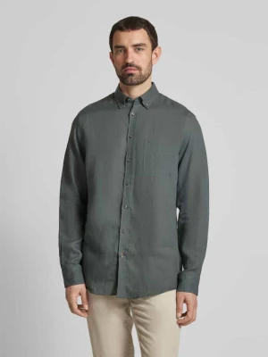 Koszula lniana o kroju regular fit z kołnierzykiem typu button down Christian Berg Men