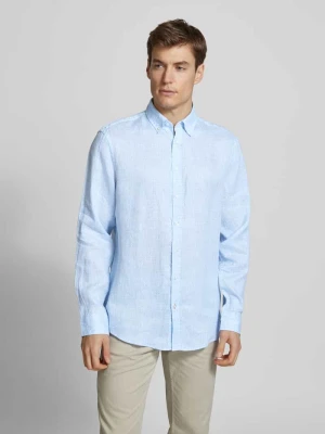 Koszula lniana o kroju regular fit z kołnierzykiem typu button down Christian Berg Men