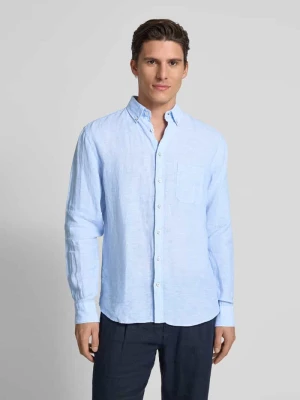 Koszula lniana o kroju regular fit z kołnierzykiem typu button down FYNCH-HATTON