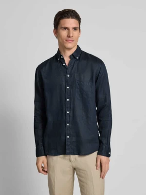 Koszula lniana o kroju regular fit z kołnierzykiem typu button down FYNCH-HATTON