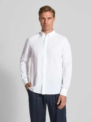 Koszula lniana o kroju regular fit z kołnierzykiem typu button down Lerros