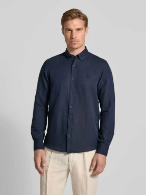 Koszula lniana o kroju regular fit z kołnierzykiem typu button down Lerros