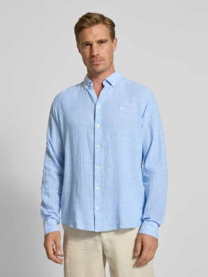 Koszula lniana o kroju regular fit z kołnierzykiem typu button down model ‘Anton’ casual friday