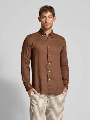 Koszula lniana o kroju regular fit z kołnierzykiem typu button down Polo Ralph Lauren