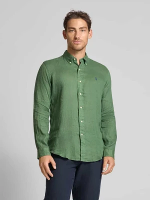 Koszula lniana o kroju regular fit z kołnierzykiem typu button down Polo Ralph Lauren