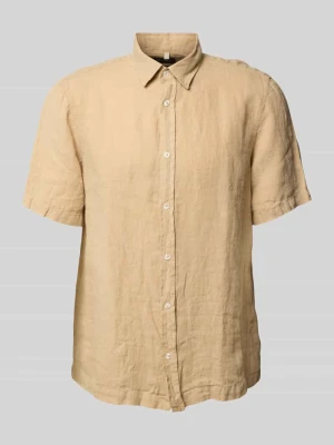 Koszula lniana o kroju regular fit z kołnierzykiem typu kent maerz muenchen