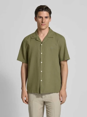 Koszula lniana o kroju regular fit z kołnierzykiem typu resort model ‘aaron’ Wood Wood