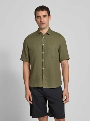 Koszula lniana o kroju regular fit z krótkim rękawem Marc O'Polo