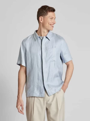 Koszula lniana o kroju regular fit z krytą listwą guzikową model ‘TEED’ drykorn