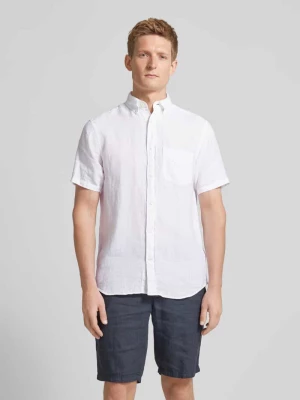 Koszula lniana o kroju regular fit z przedłużonym tyłem Gant