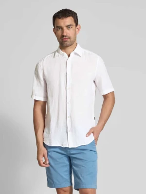 Koszula lniana o kroju regular fit z rękawem o dł. 1/2 model ‘Rash’ Boss Orange