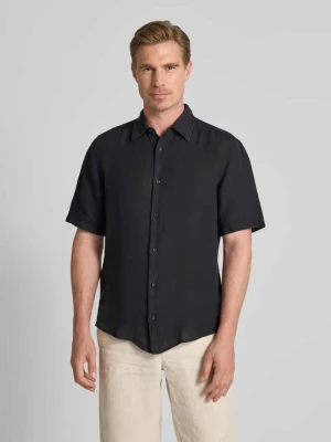 Koszula lniana o kroju regular fit z rękawem o dł. 1/2 model ‘Rash’ Boss Orange