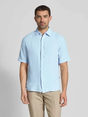 Koszula lniana o kroju regular fit z rękawem o dł. 1/2 model ‘Rash’ Boss Orange