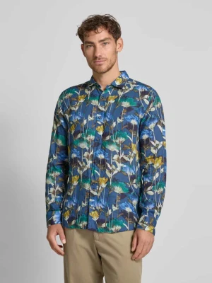 Koszula lniana o kroju regular fit ze wzorem na całej powierzchni OLYMP Level Five