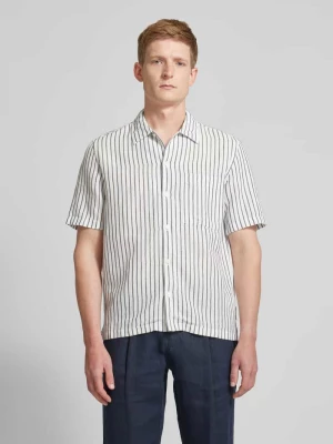 Koszula lniana o kroju regular fit ze wzorem w paski Marc O'Polo