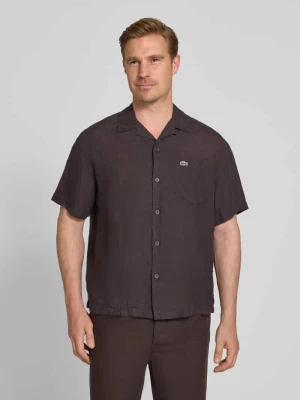 Koszula lniana o kroju relaxed fit z kołnierzykiem resortowym Lacoste