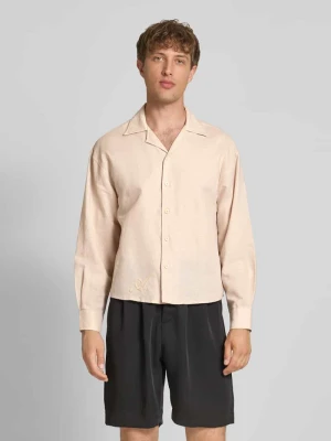 Koszula lniana o kroju relaxed fit z wyhaftowanym logo ANOTHER COTTON LAB