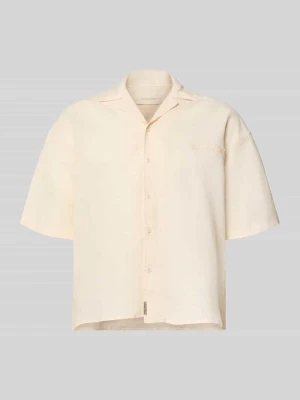 Koszula lniana o kroju relaxed fit z wyhaftowanym logo ANOTHER COTTON LAB