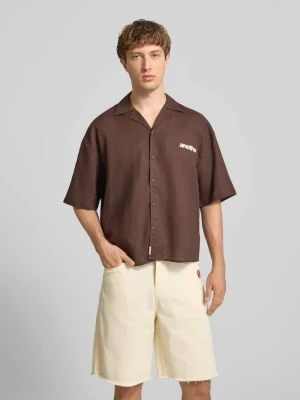 Koszula lniana o kroju relaxed fit z wyhaftowanym logo ANOTHER COTTON LAB