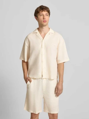 Koszula lniana o kroju relaxed fit z wyhaftowanym logo ANOTHER COTTON LAB