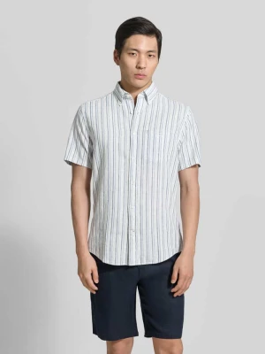 Koszula lniana o kroju slim fit z brustaszą Gant