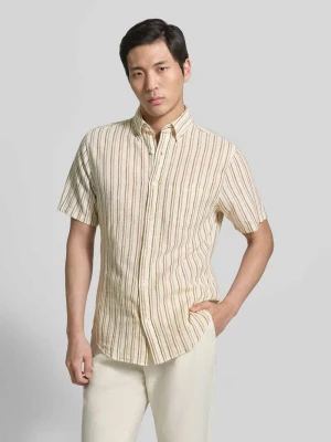 Koszula lniana o kroju slim fit z brustaszą Gant