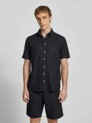 Koszula lniana o kroju slim fit z dodatkiem wiskozy model 'Bobby' Blend Czarny