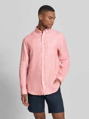 Koszula lniana o kroju Slim Fit z kieszenią na piersi Christian Berg Men