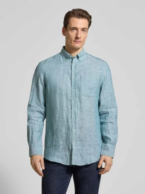 Koszula lniana o kroju slim fit z brustaszą Christian Berg Men