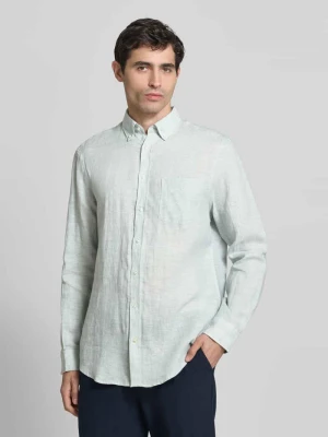 Koszula lniana o kroju slim fit z brustaszą Christian Berg Men