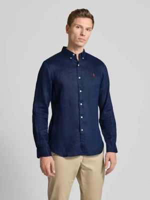 Koszula lniana o kroju slim fit z kołnierzykiem typu button down Polo Ralph Lauren