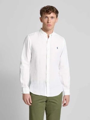 Koszula lniana o kroju slim fit z kołnierzykiem typu button down Polo Ralph Lauren