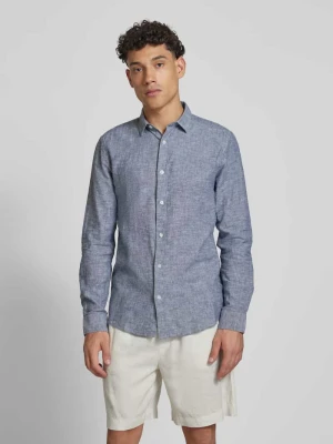 Koszula lniana o kroju slim fit z kołnierzykiem typu kent model ‘CAIDEN’ Only & Sons