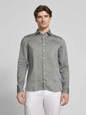 Koszula lniana o kroju slim fit z kołnierzykiem typu kent model ‘Sykia’ OLYMP SIGNATURE SLIM FIT