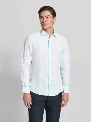 Koszula lniana o kroju slim fit z kołnierzykiem typu kent seidensticker