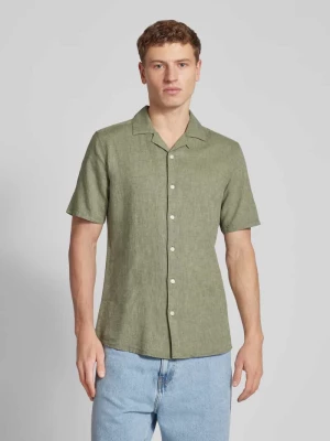 Koszula lniana o kroju slim fit z rękawem o dł. 1/2 model ‘CAIDEN’ Only & Sons