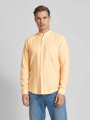 Koszula lniana o kroju slim fit z tkanym wzorem lindbergh