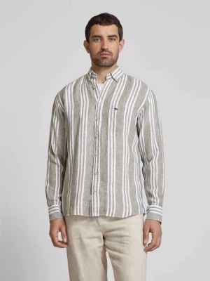 Koszula lniana o kroju Slim Fit z wzorem w paski FYNCH-HATTON