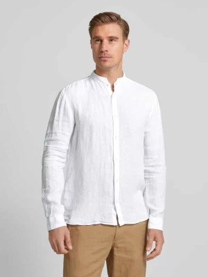 Koszula lniana o kroju slim fit ze stójką model ‘Elvory’ HUGO
