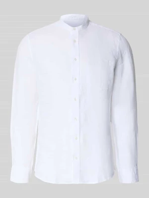 Koszula lniana o kroju slim fit ze stójką model 'Mandarin' seidensticker