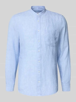 Koszula lniana o kroju slim fit ze stójką model 'Mandarin' seidensticker