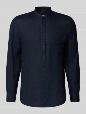 Koszula lniana o kroju slim fit ze stójką model 'Mandarin' seidensticker