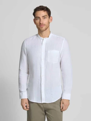 Koszula lniana o kroju slim fit ze stójką model 'Mandarin' seidensticker